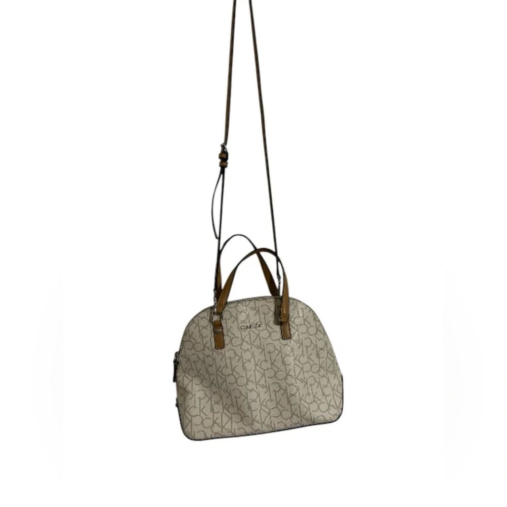 Calvin Klein Beige and Brown Satchel